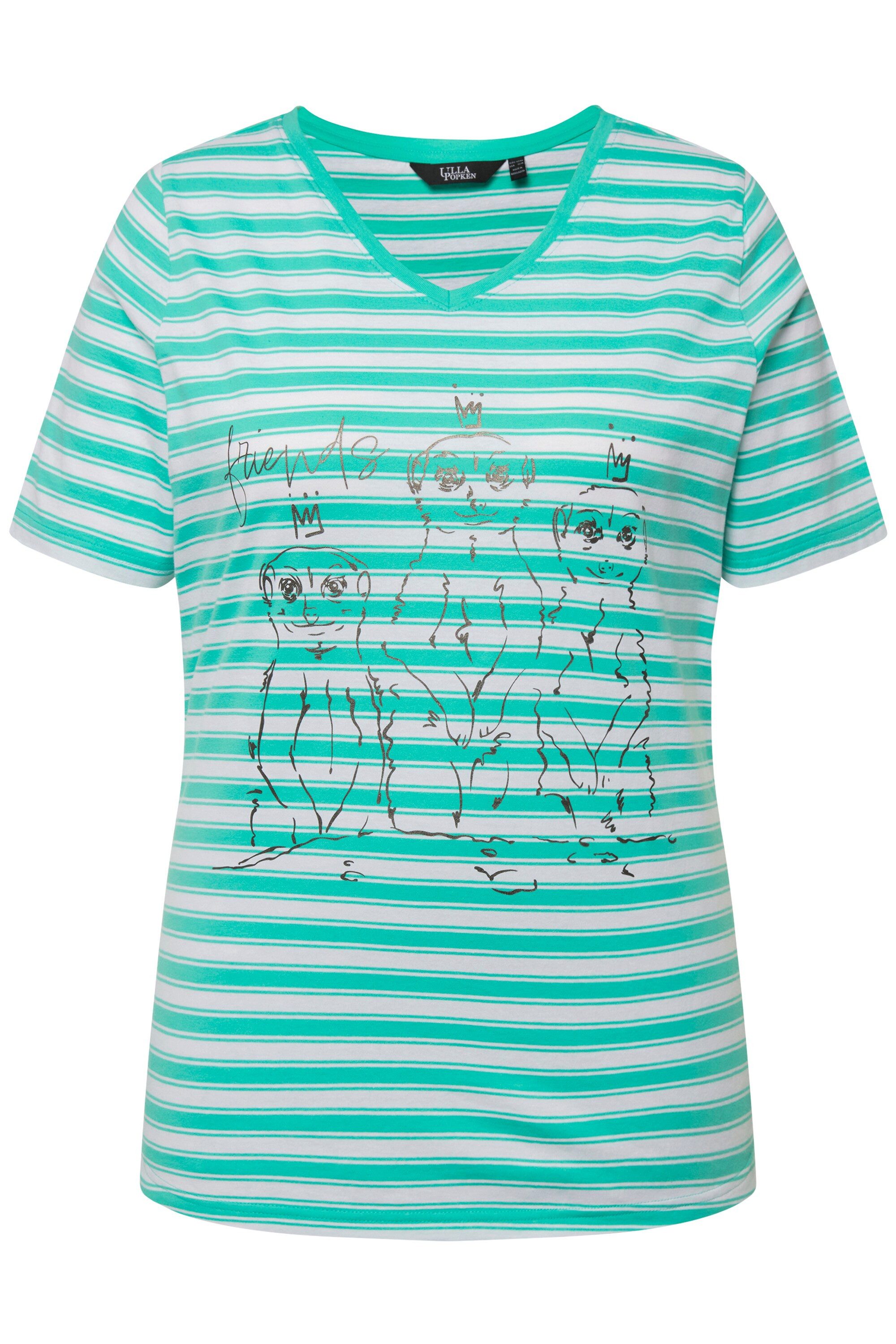 Ulla Popken T-Shirt T-Shirt Ringel Metallic-Tiermotiv günstig online kaufen