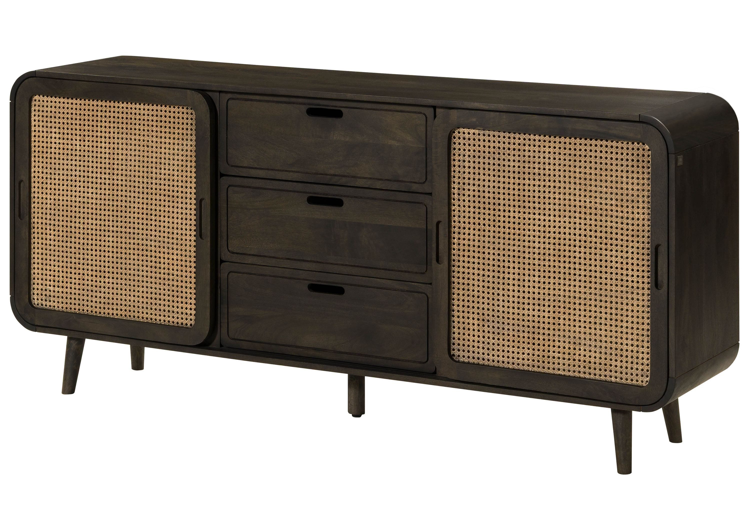 Massivmoebel24 Sideboard VALENCIA (Massivholz), Mango 180x40x80 dunkelgrau lackiert VALENCIA #219