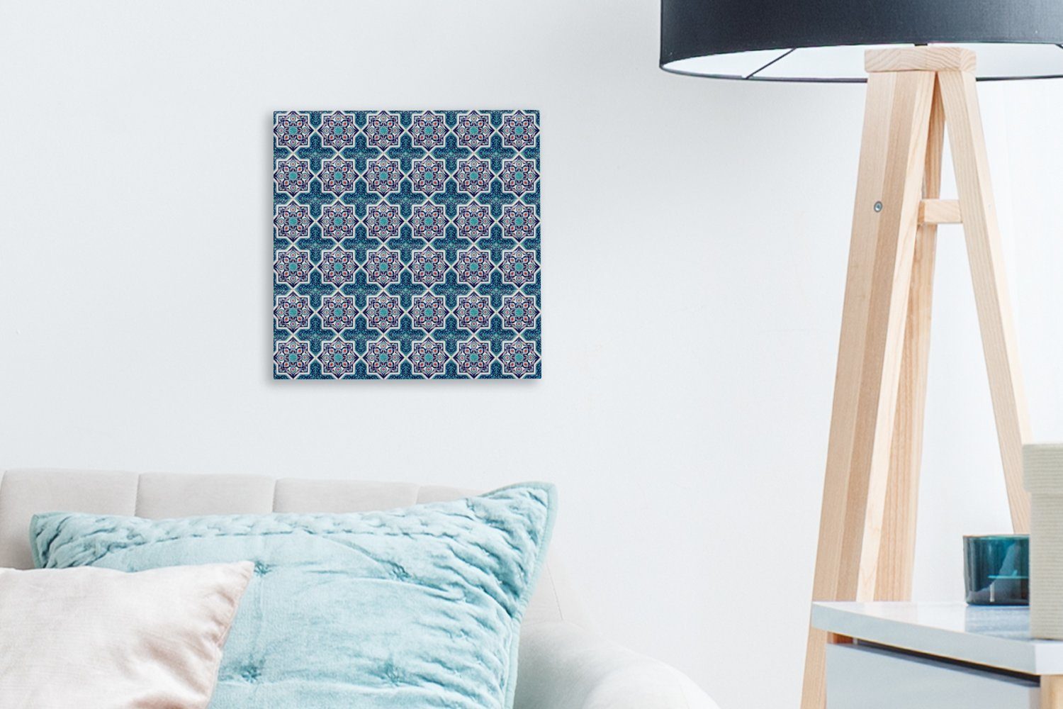 OneMillionCanvasses® Leinwandbild Ein marokkanisches Bilder die, für Schlafzimmer hauptsächlich St), bunt (1 Leinwand Wohnzimmer bei dem Mosaikfliesenmuster