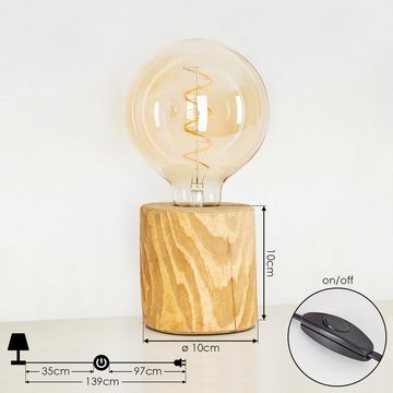 hofstein Tischleuchte »Pontinvrea« 1-flammige Tischlampe aus Holz in Natur, ohne Leuchtmittel, Leuchte im skandinavischen Design, An-/ & Ausschalter, Ø10cm, 1xE27