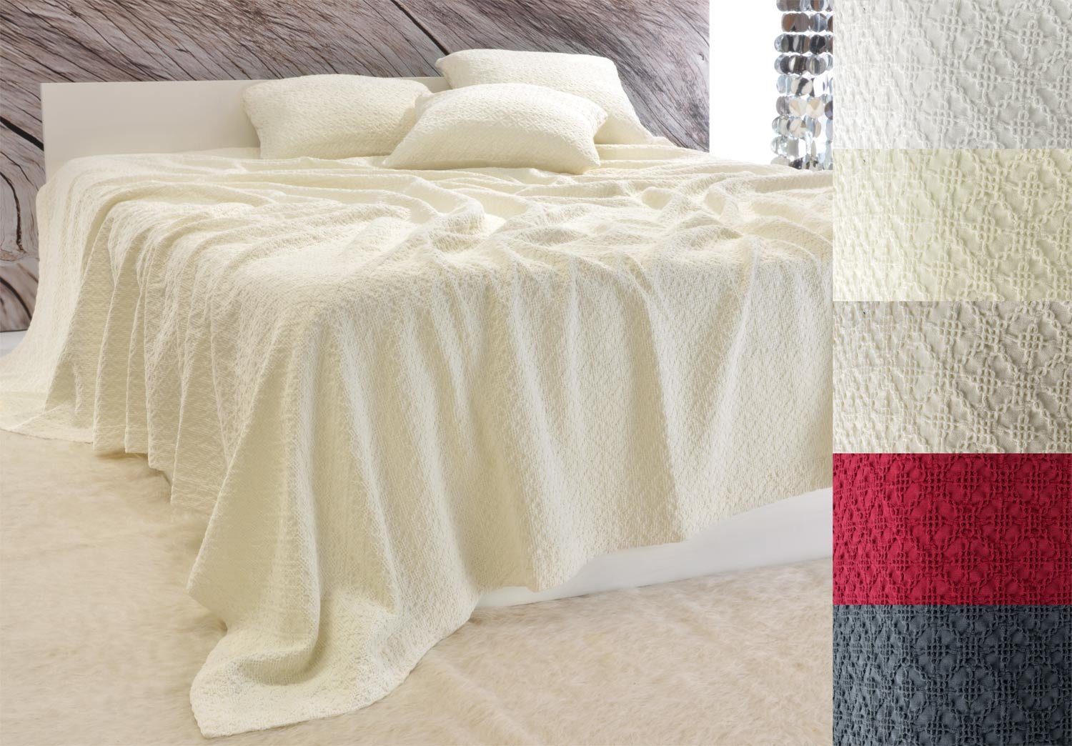 Wohnen und Accessoires GmbH & Co. KG Bettüberwurf Tagesdecke "Coimbra" - Kreuzstich Ornamente
