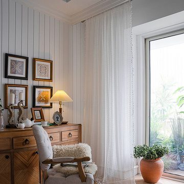Gardine Amerikanische gehäkelte durchbrochene Verdunkelungsvorhänge, Candyse, Gehäkelte Vorhänge für Wohnzimmer, Schlafzimmer und den Außenbereich