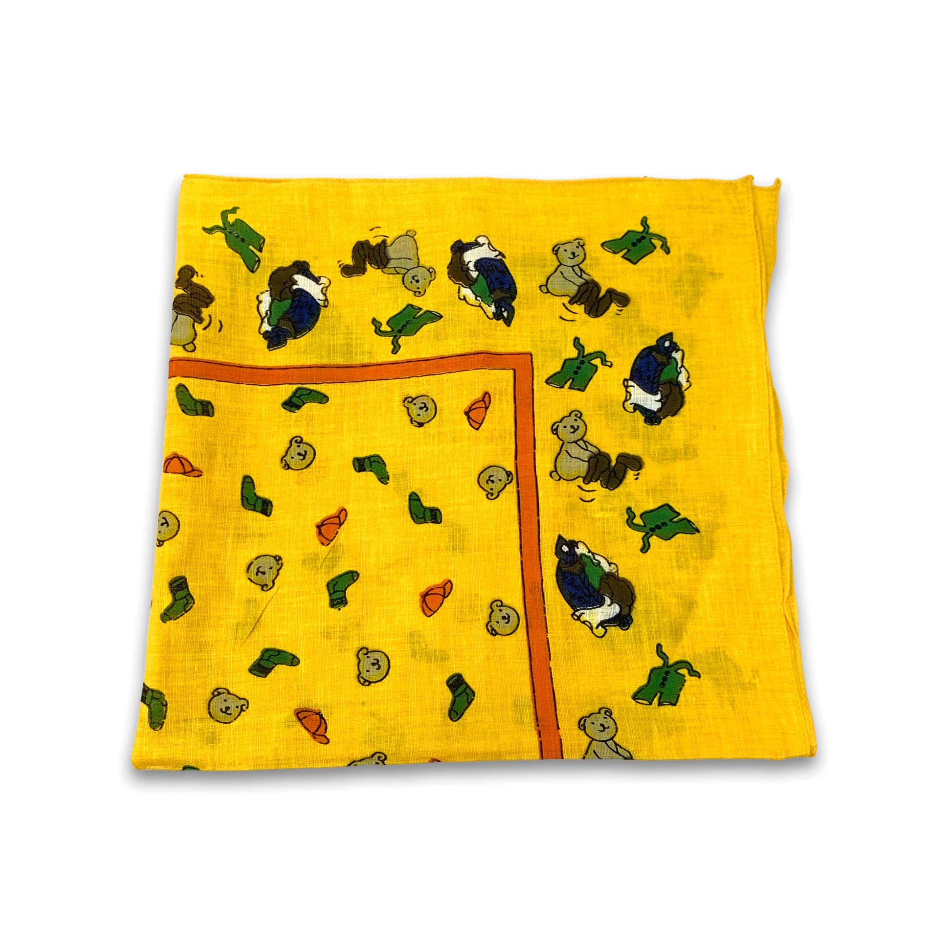 Friseurmeister Halstuch Schal Basic 50cm x 50cm - leichte tücher scarf halstücher halsband Gelb Bärchen Muster