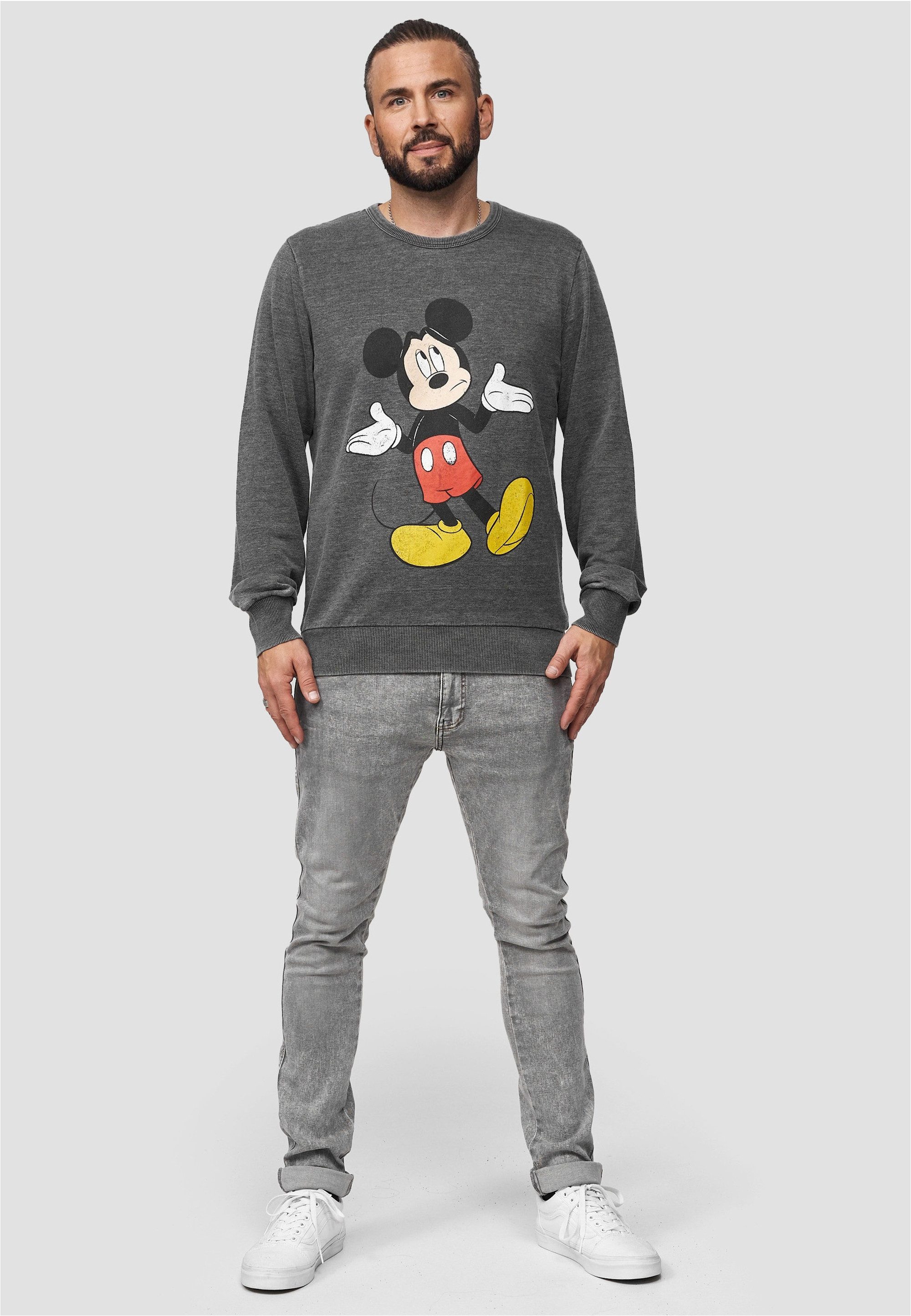Recovered Sweatshirt Disney Mickey (1-tlg) mit beliebtem Mickey Mouse-Print