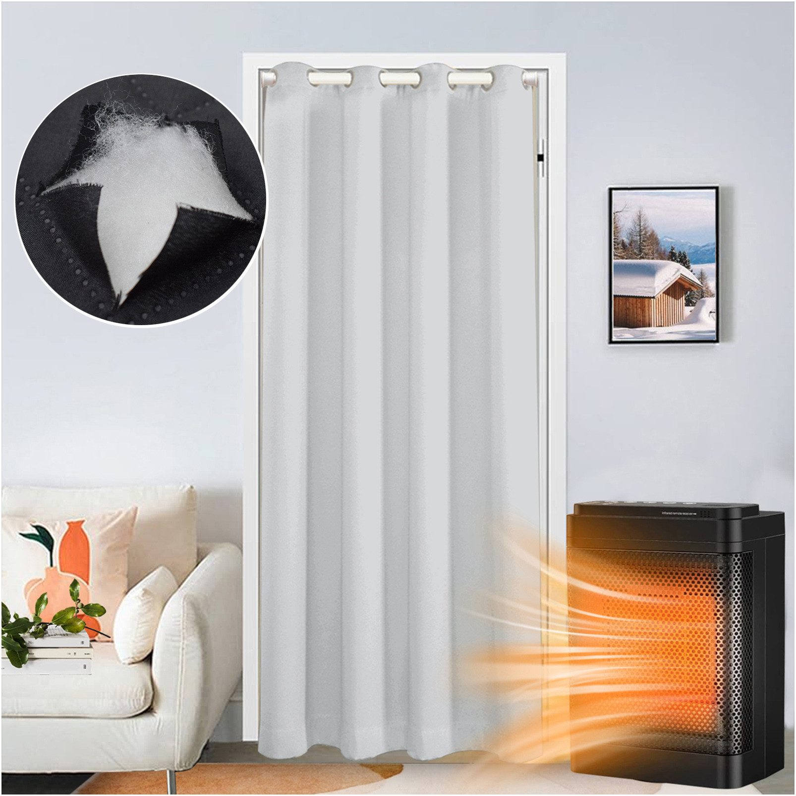 Jibenhome Türvorhang Thermovorhang Kälteschutz Türvorhang mit Ösen, Wärmeis günstig online kaufen