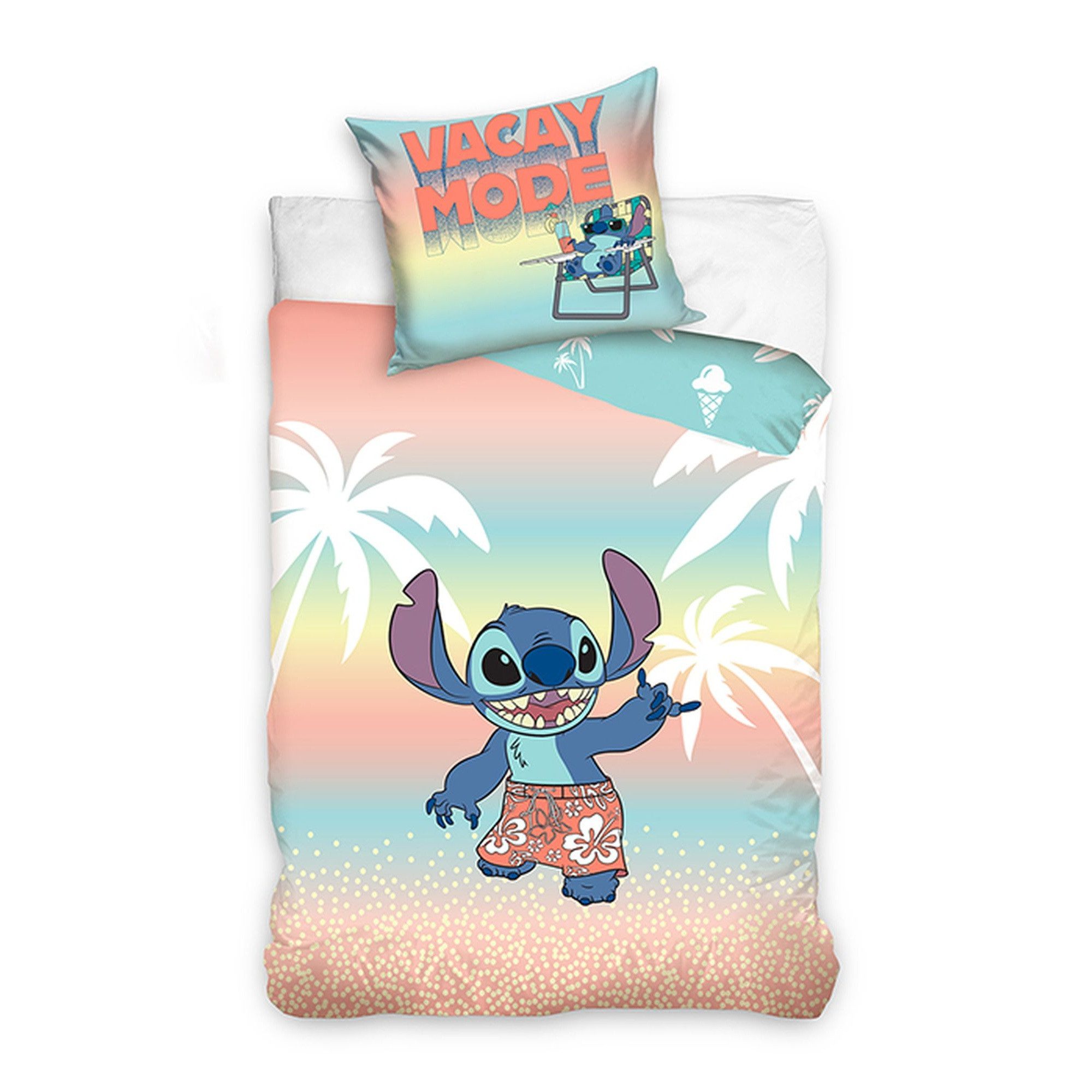 Kinderbettwäsche Lilo und Stitch "Hawai" aus 100% Baumwolle mit Reißverschluss