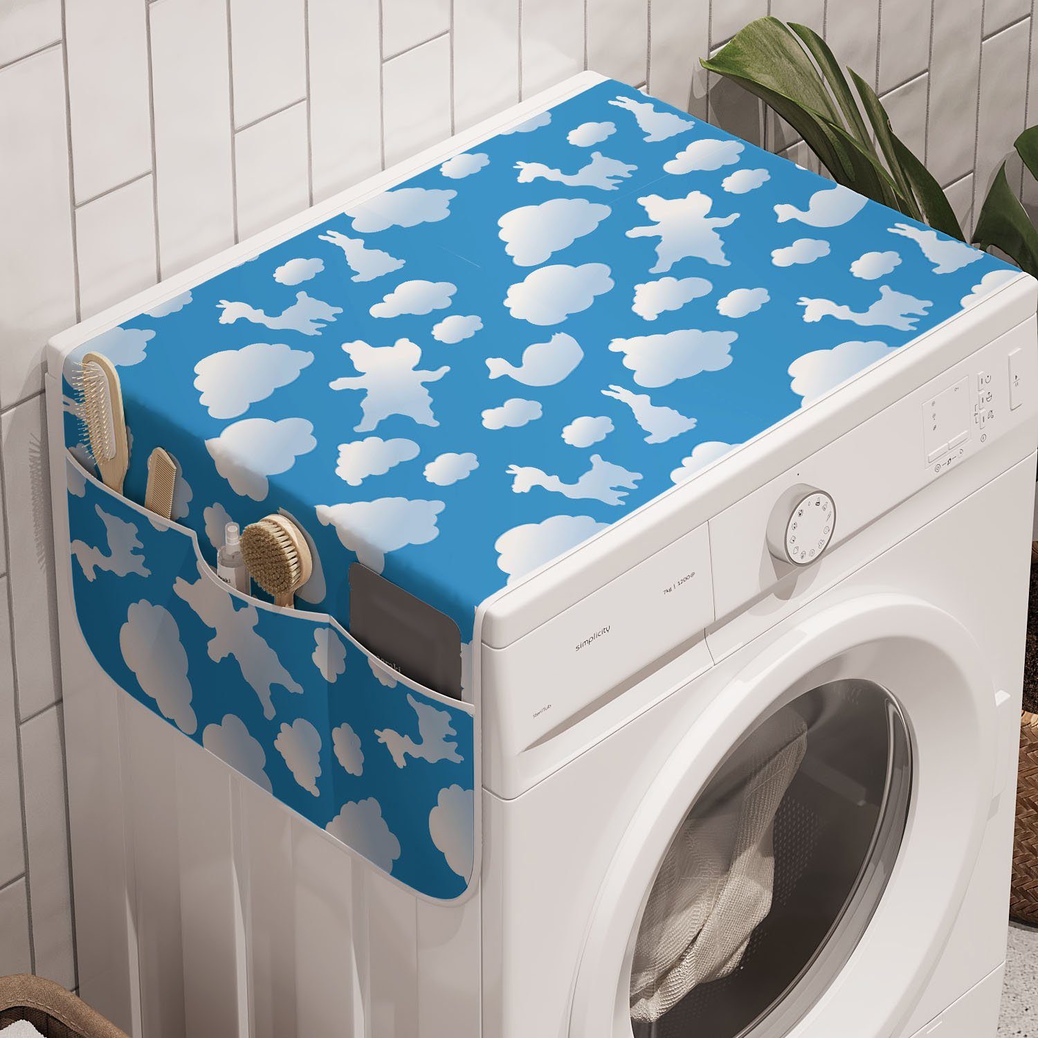 Abakuhaus Badorganizer Anti-Rutsch-Stoffabdeckung für Waschmaschine Kaninchen und Trockner, und Ente Wolke Wolken Bär