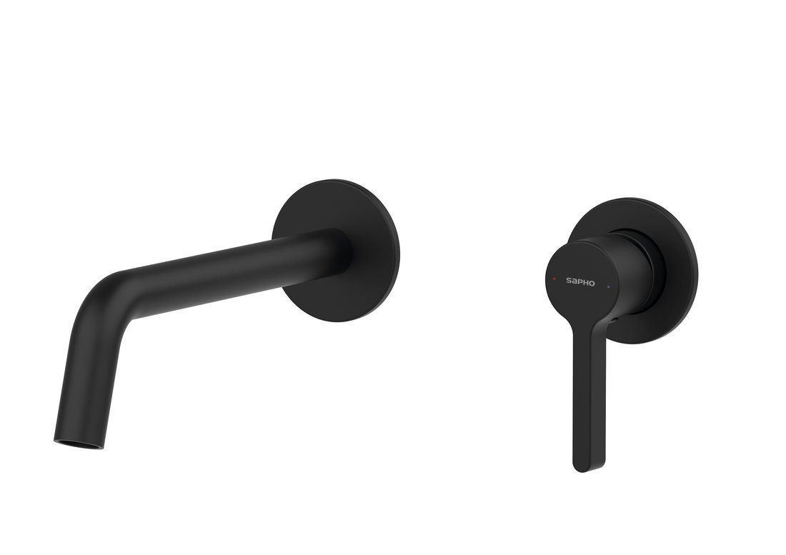 Sapho Waschtischarmatur ICONIC Unterputz-Waschtischarmatur 2-Loche, Schwarz matt Sapho-AF008B