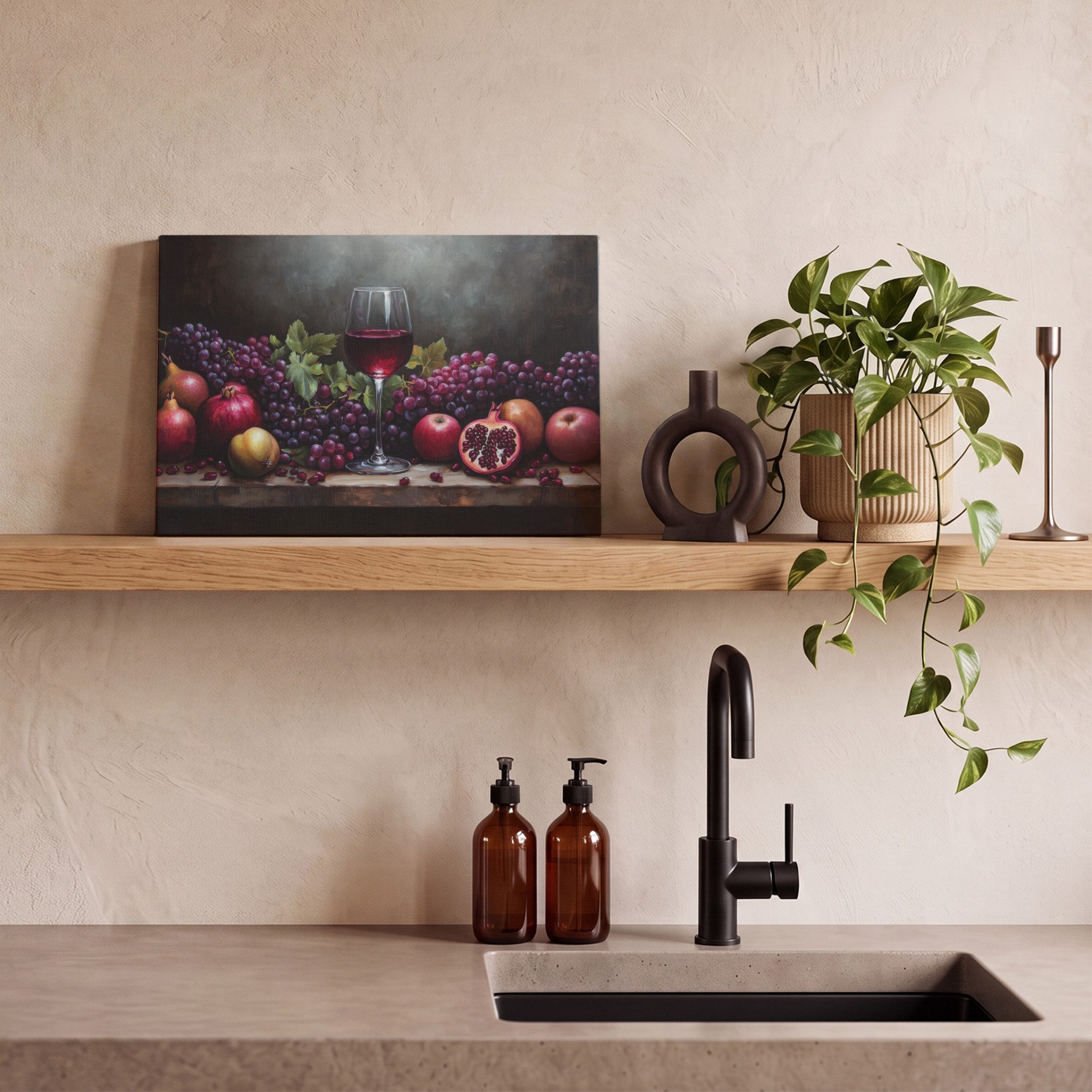 OneMillionCanvasses® Leinwandbild Wein - Obst - Stilleben, Fotodruck (1 St), Leinwand Bilder Klein, Wand Dekoration Aesthetic 30x20 cm – Bild 5 von 5