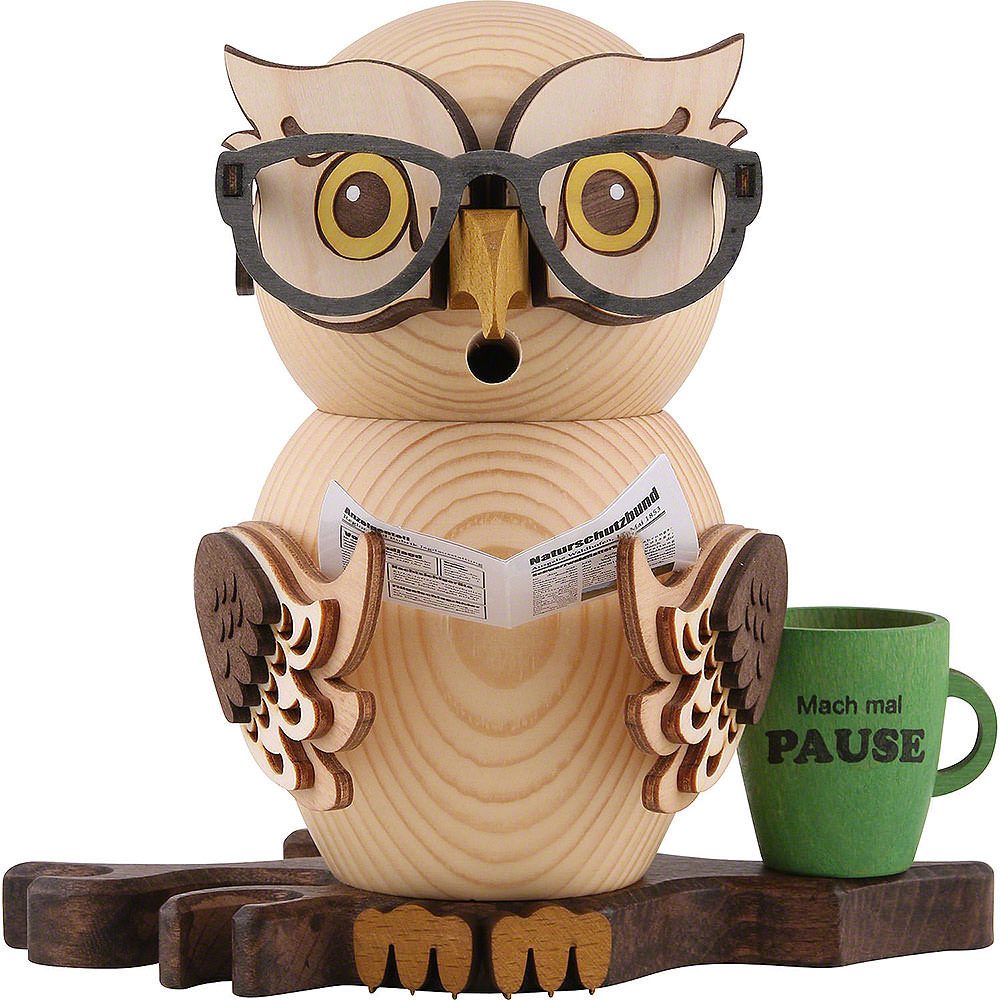 Kuhnert Räuchermännchen Räuchereule Brilleneule (15cm) von Drechslerei Kuhnert