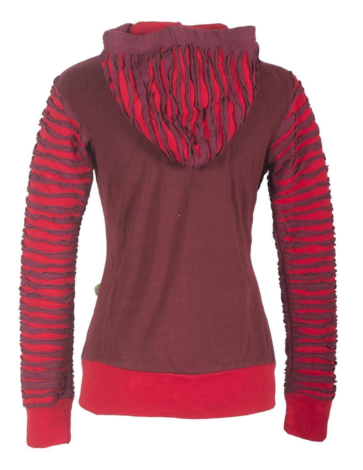 Vishes Kapuzensweatjacke Patchworkjacke Kapuzenjacke Hoodie Cutwork günstig online kaufen