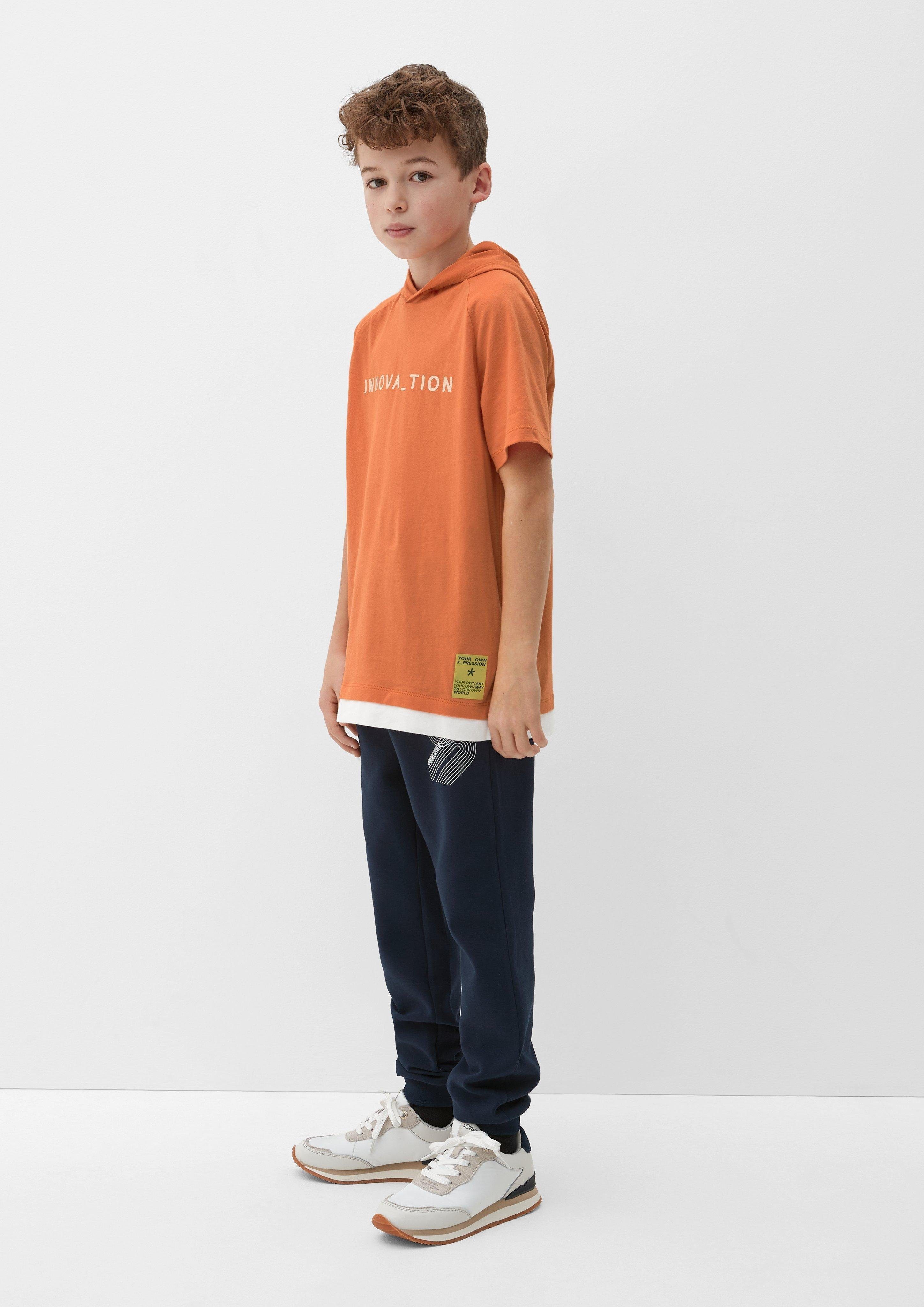 mit s.Oliver Layering-Detail Kapuzenshirt mango Kurzarmshirt Layering