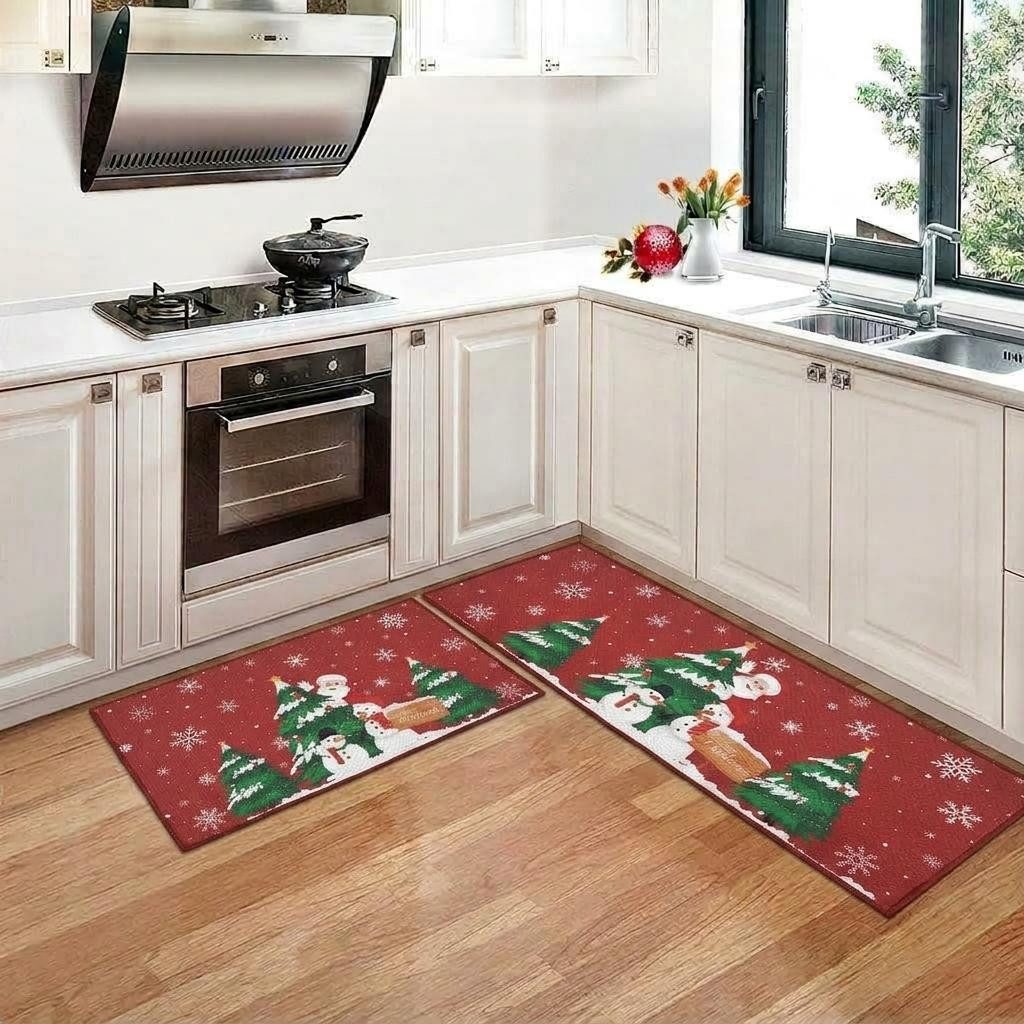 GarveeMore Weihnachtsmann Weihnachten Türmatte 40x60cm & 40x120cm, rutschfest, strapazierfähig, waschbar für Innen & Außen, Weihnachten Türmatte