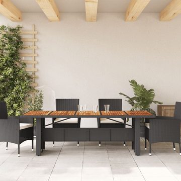 vidaXL Gartentisch Gartentisch mit Holzplatte Schwarz 240x90x75 cm Poly Rattan (1-St)