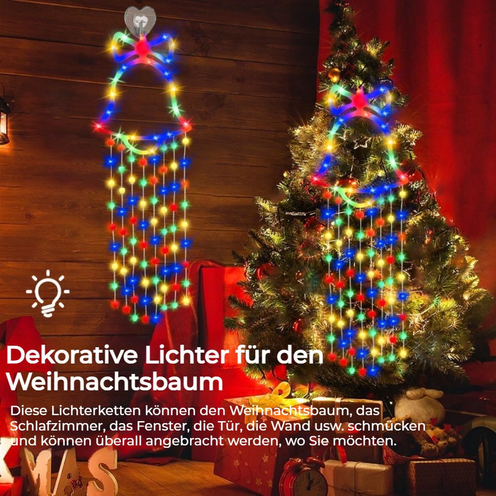 QUBEBU Beleuchtetes Fensterbild Fenster-Silhouette Weihnachten 90 cm Weihnachtsdeko Fenster Beleuchtet, Batteriebetrieben, 8 Lichtmodi Mit Timer, Weihnachtsbeleuchtung.