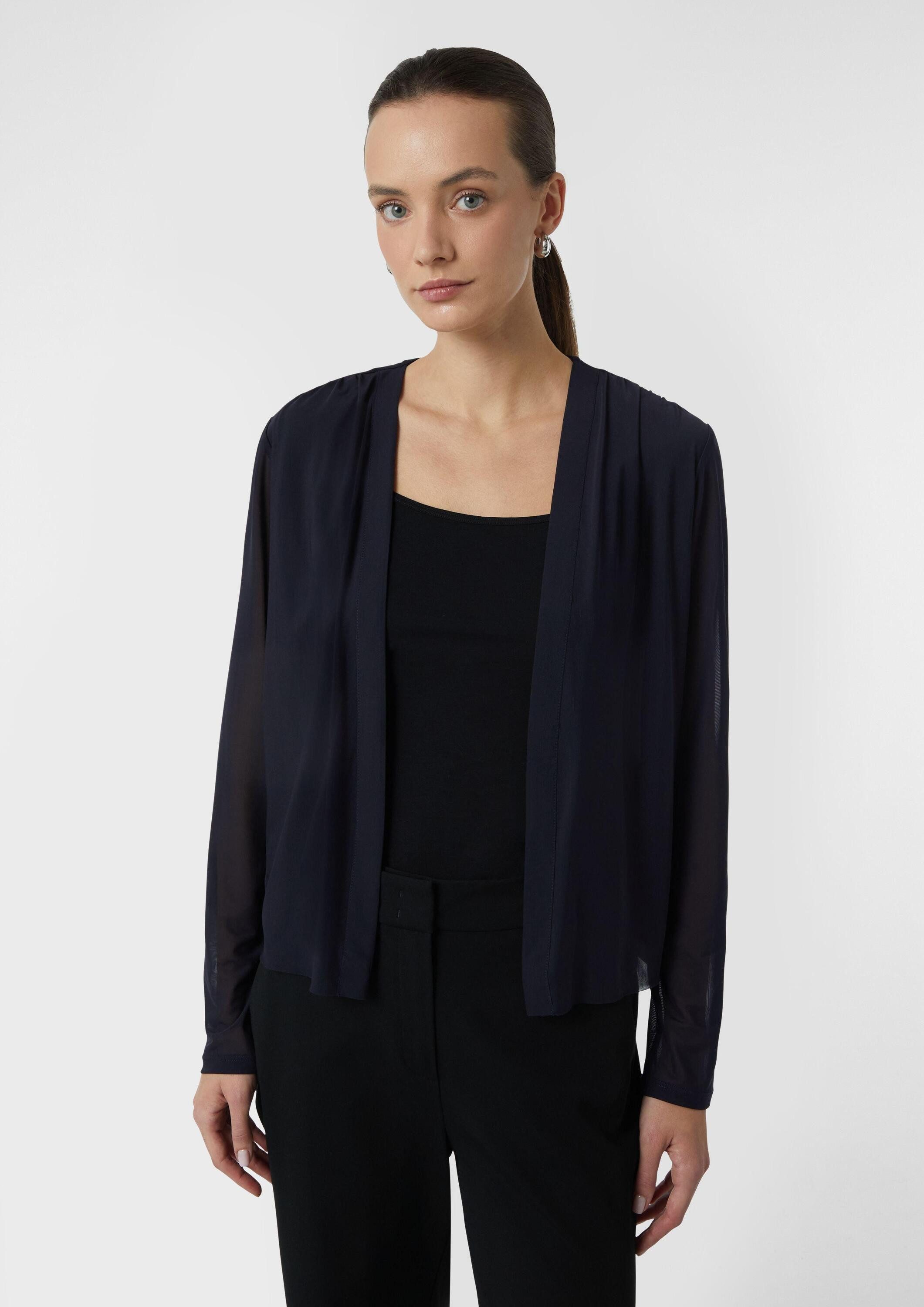 comma Cardigan T-Shirt Leichte Mesh-Jacke mit Raff-Details günstig online kaufen