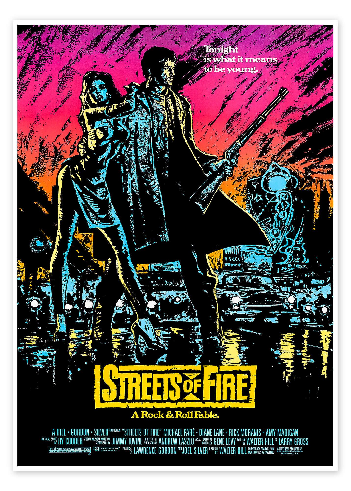 Posterlounge Wandbild Straßen in Flammen (englisch), Vintage Entertainment Collection, erhältlich als Poster, Leinwandbild, Wandsticker oder Acrylglasbild