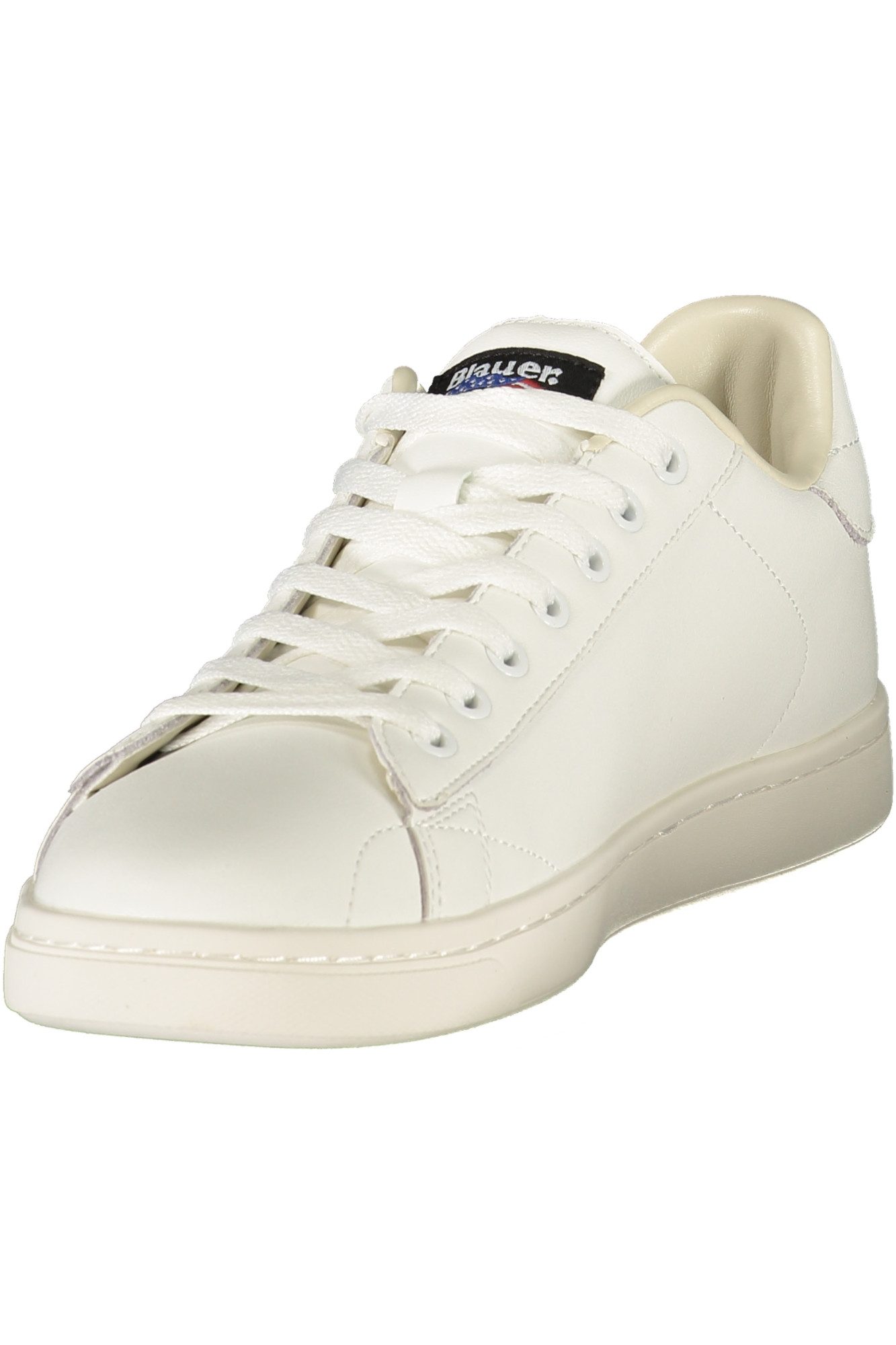 Blauer Sneaker Weißer Herrensportschuh mit Schnürsenkeln und