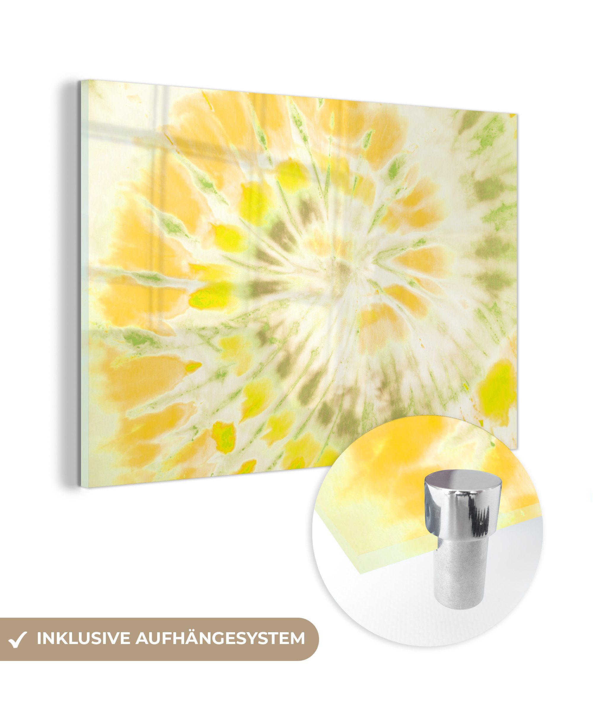 MuchoWow Acrylglasbild Sommer - Gelb - Grün, (1 St), Glasbilder - Bilder auf Glas Wandbild - Foto auf Glas - Wanddekoration