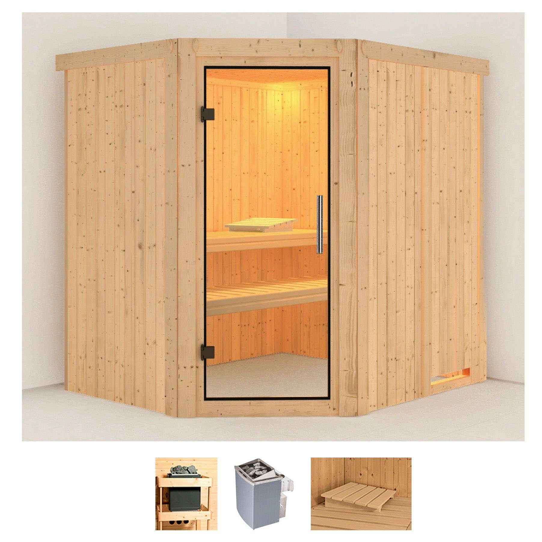 Karibu Sauna Siirin, BxTxH: 196 x 170 x 198 cm, 68 mm, (Set) 9 KW-Ofen mit integrierter Steuerung