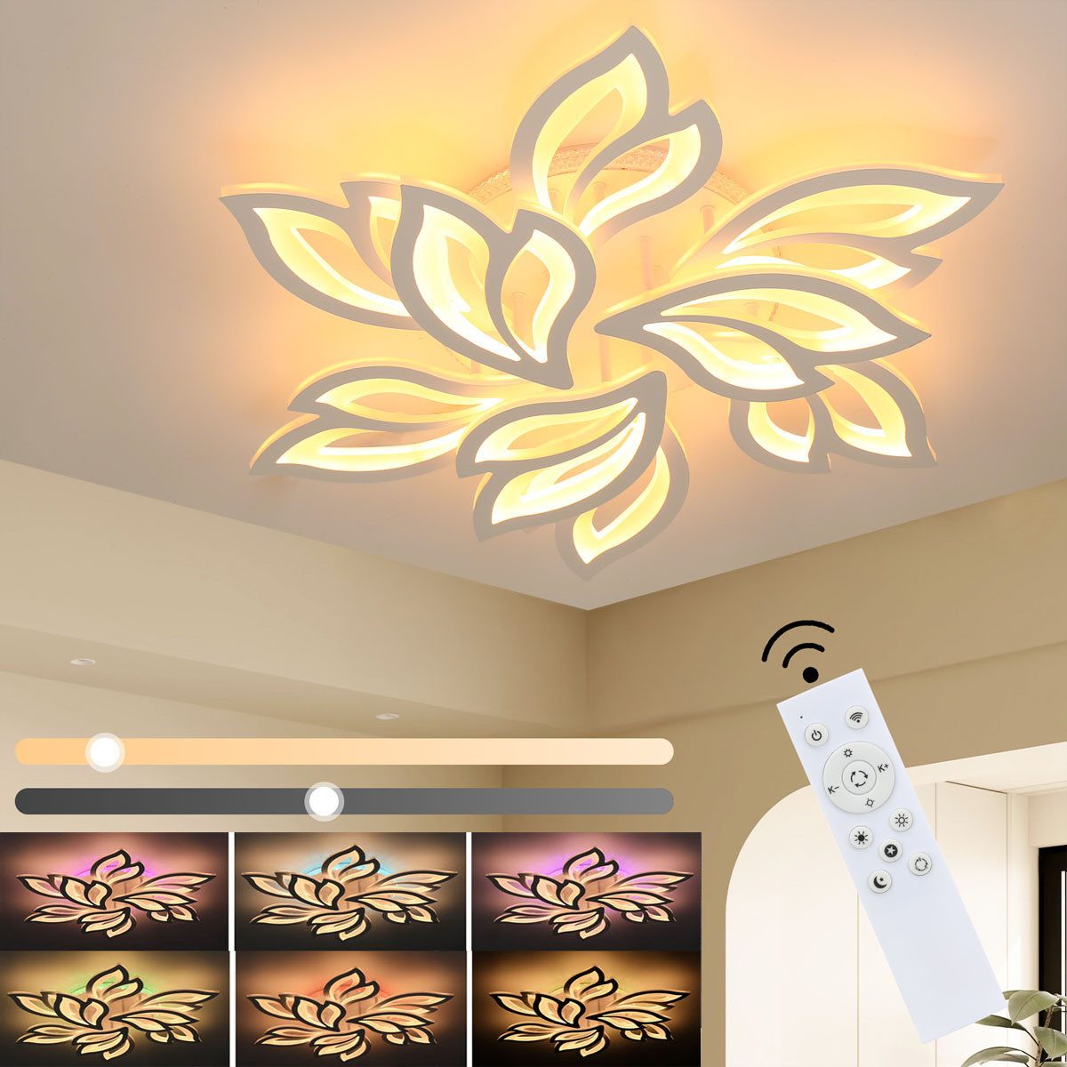 oyajia LED Deckenleuchte Blumenförmige Deckenleuchte, 3 günstig online kaufen