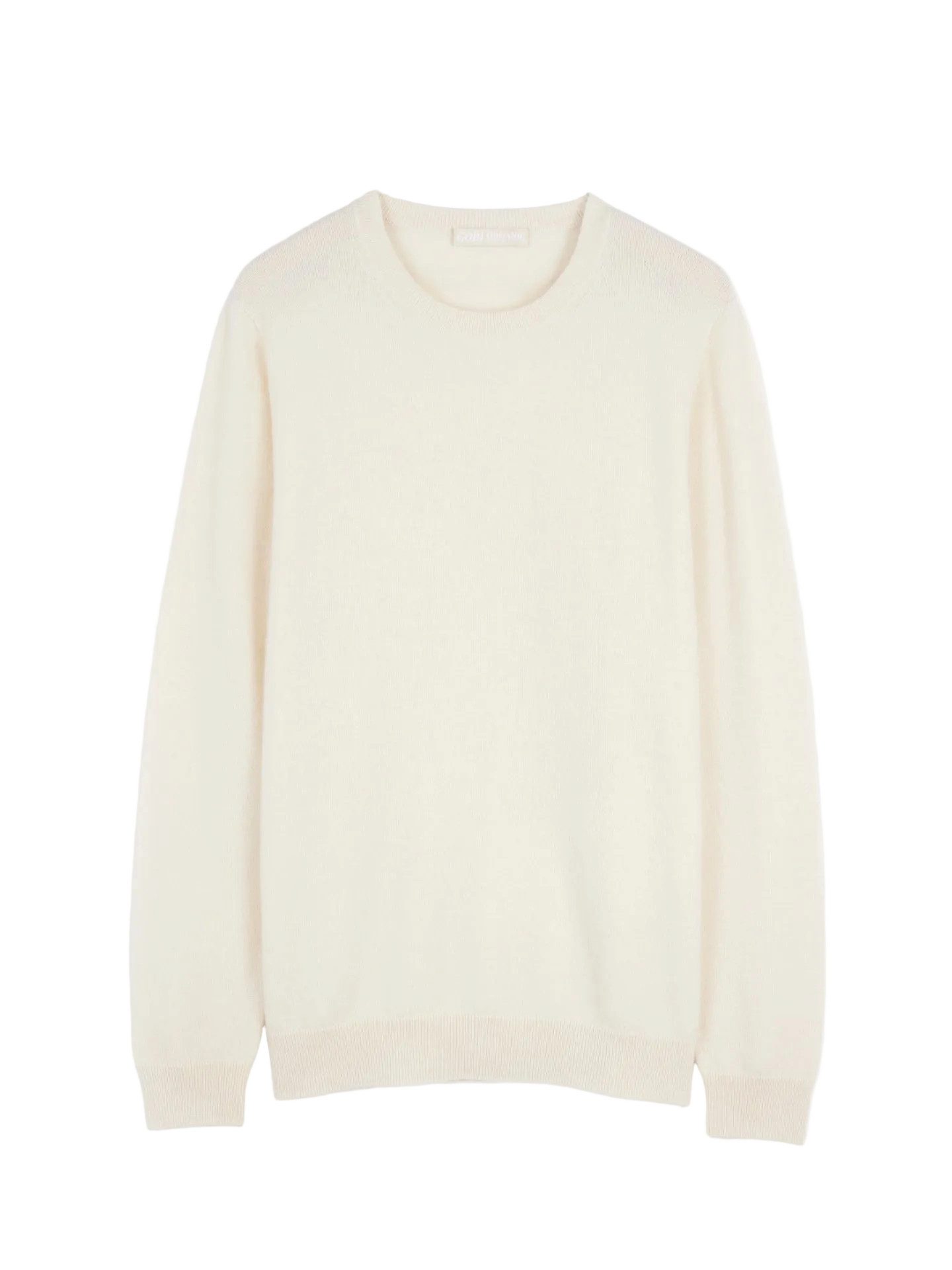 GOBI Cashmere Rundhalspullover Naturfarbe Basic R-Ausschnitt Kaschmirpullover