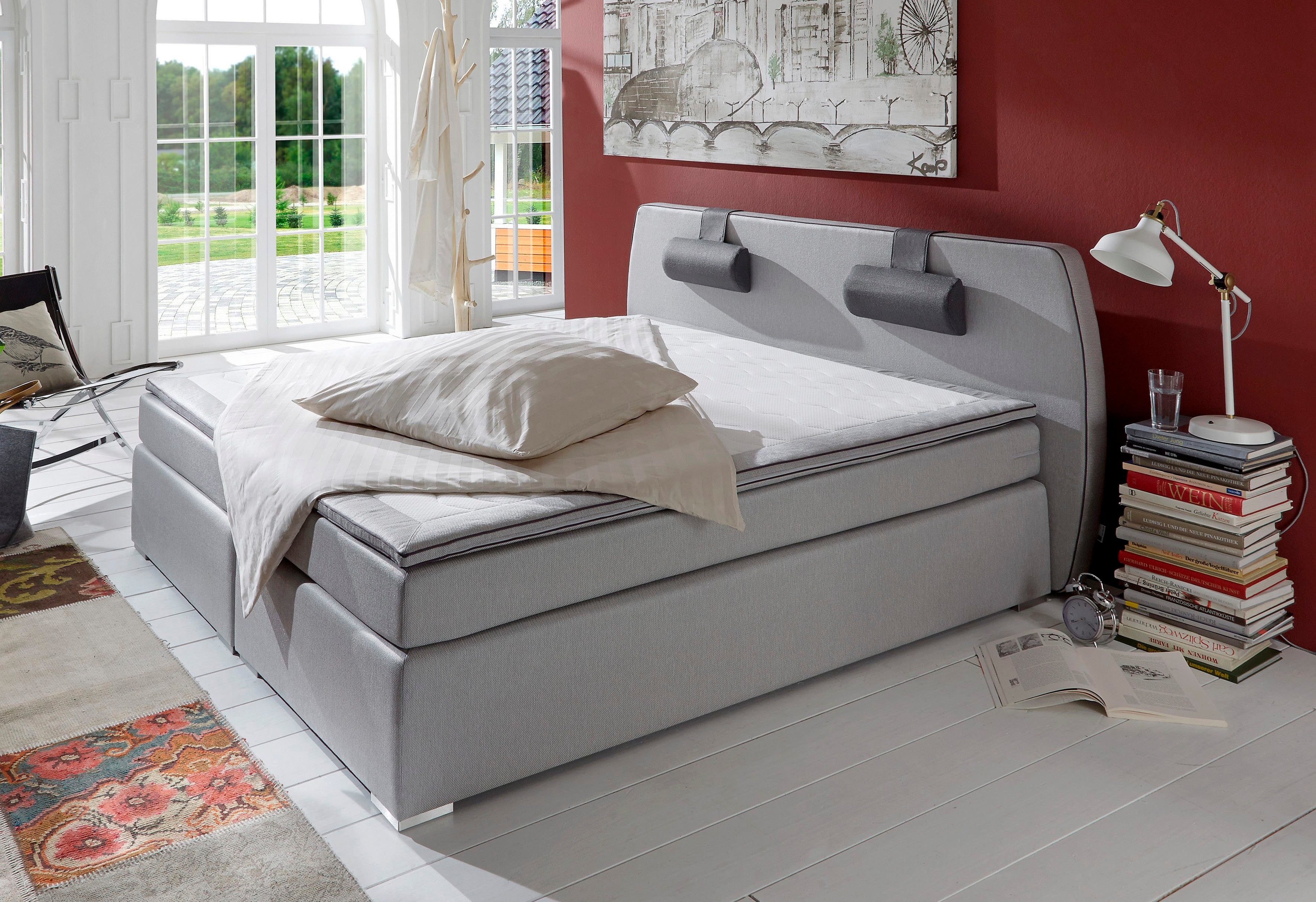 ATLANTIC home collection Boxspringbett Rex, mit Topper und verstellbaren Nackenkissen
