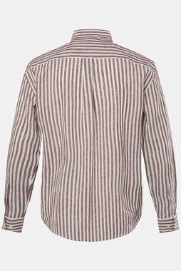 JP1880 Businesshemd Leinenmix-Streifenhemd Langarm Buttondown-Kragen