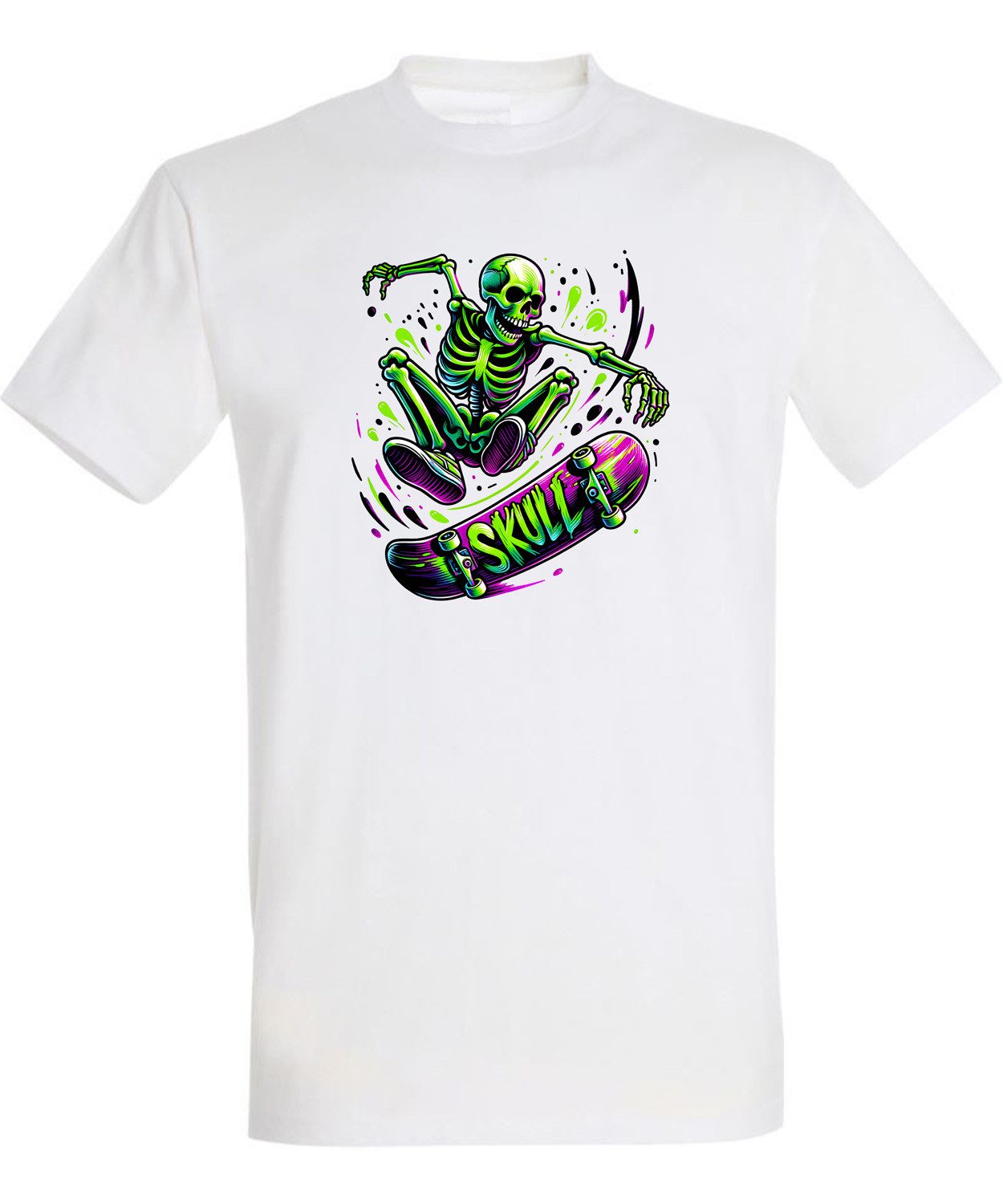 T-Shirt Herren Skater Shirt dynamisches Skateboarder Skelett