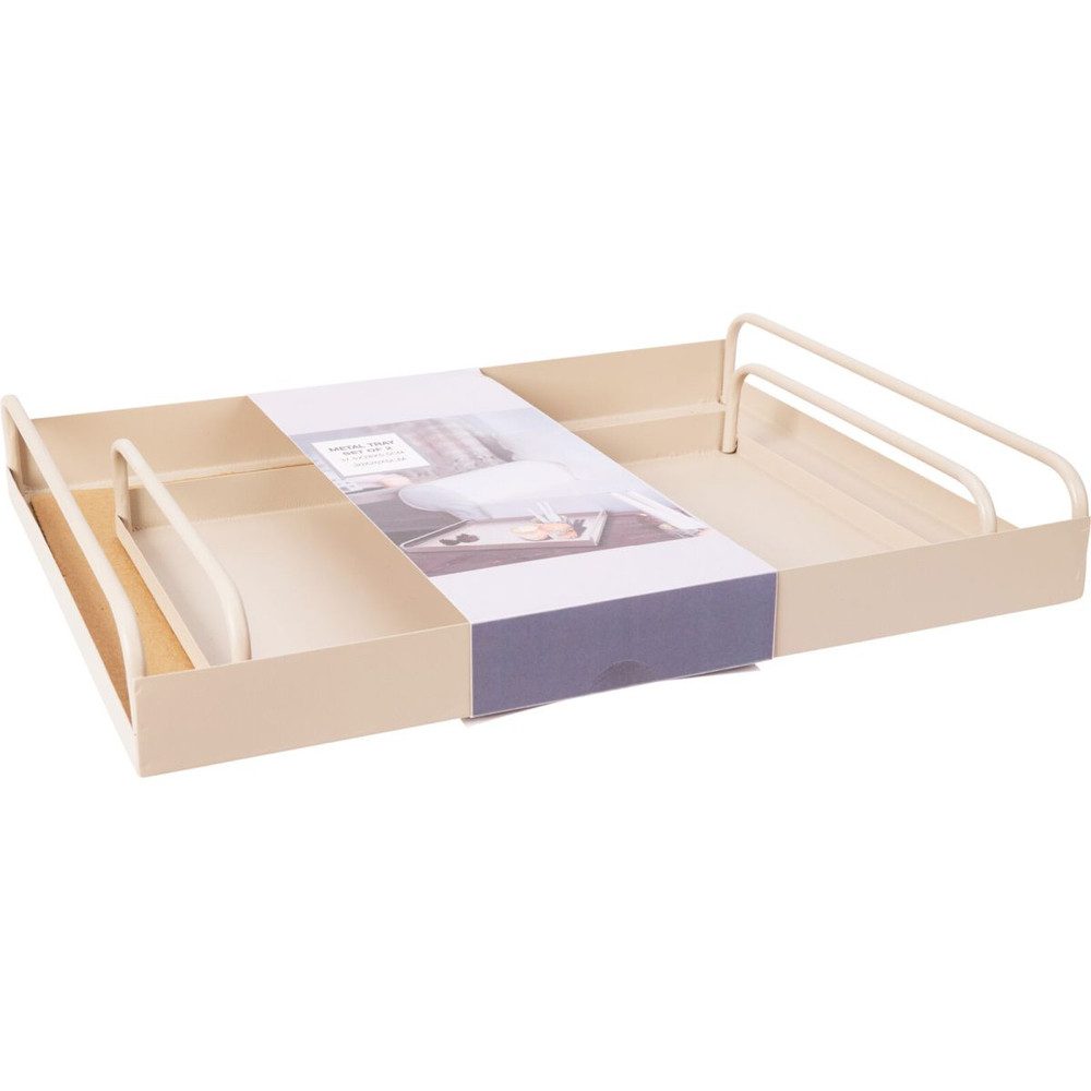 Koopmann Dekoteller Tablett 2-er Set - sandfarben - Metall (2 St)