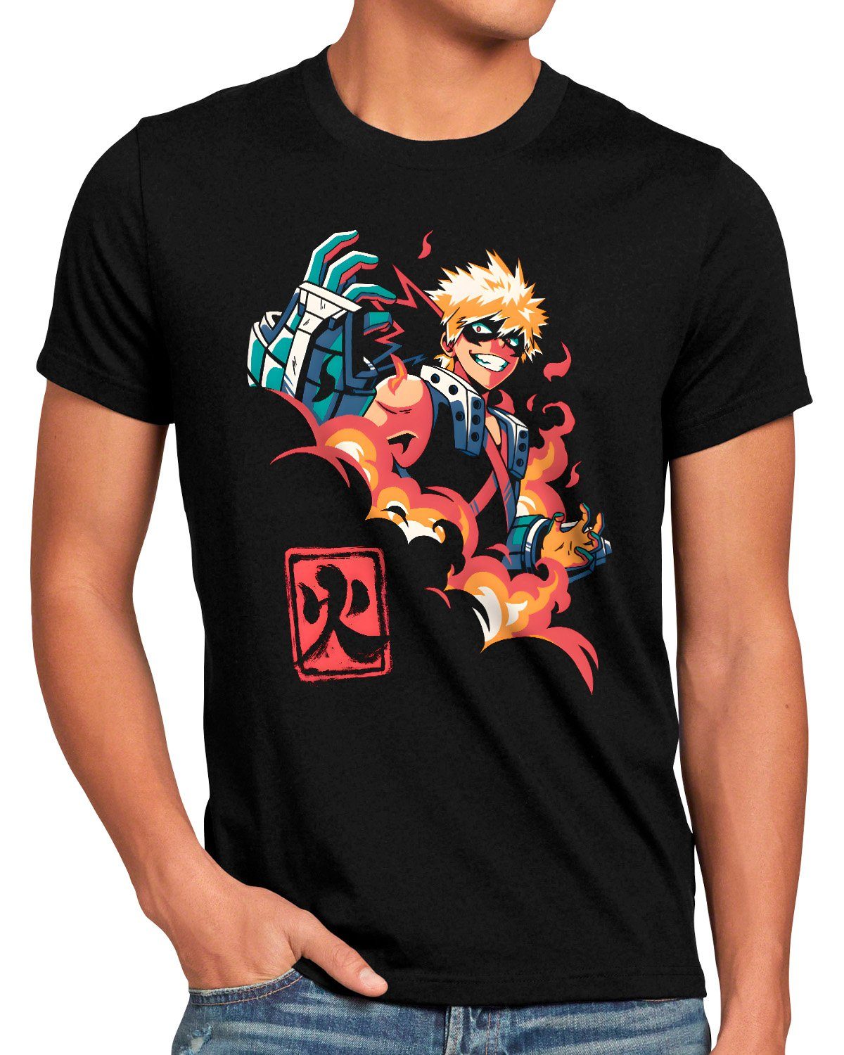 T-Shirt Explosion hero my Boy academia manga style3 cosplay anime Print-Shirt Herren