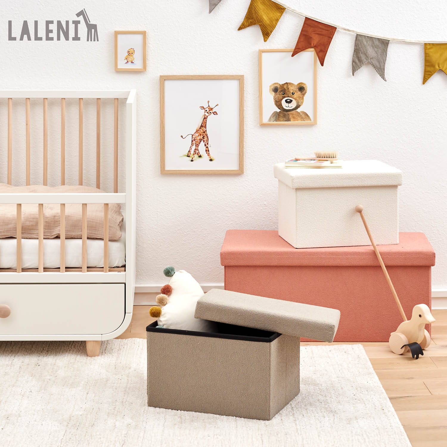 Laleni Sitztruhe Sitzbank mit Stauraum aus robustem Boucle-Stoff, Bequemer günstig online kaufen