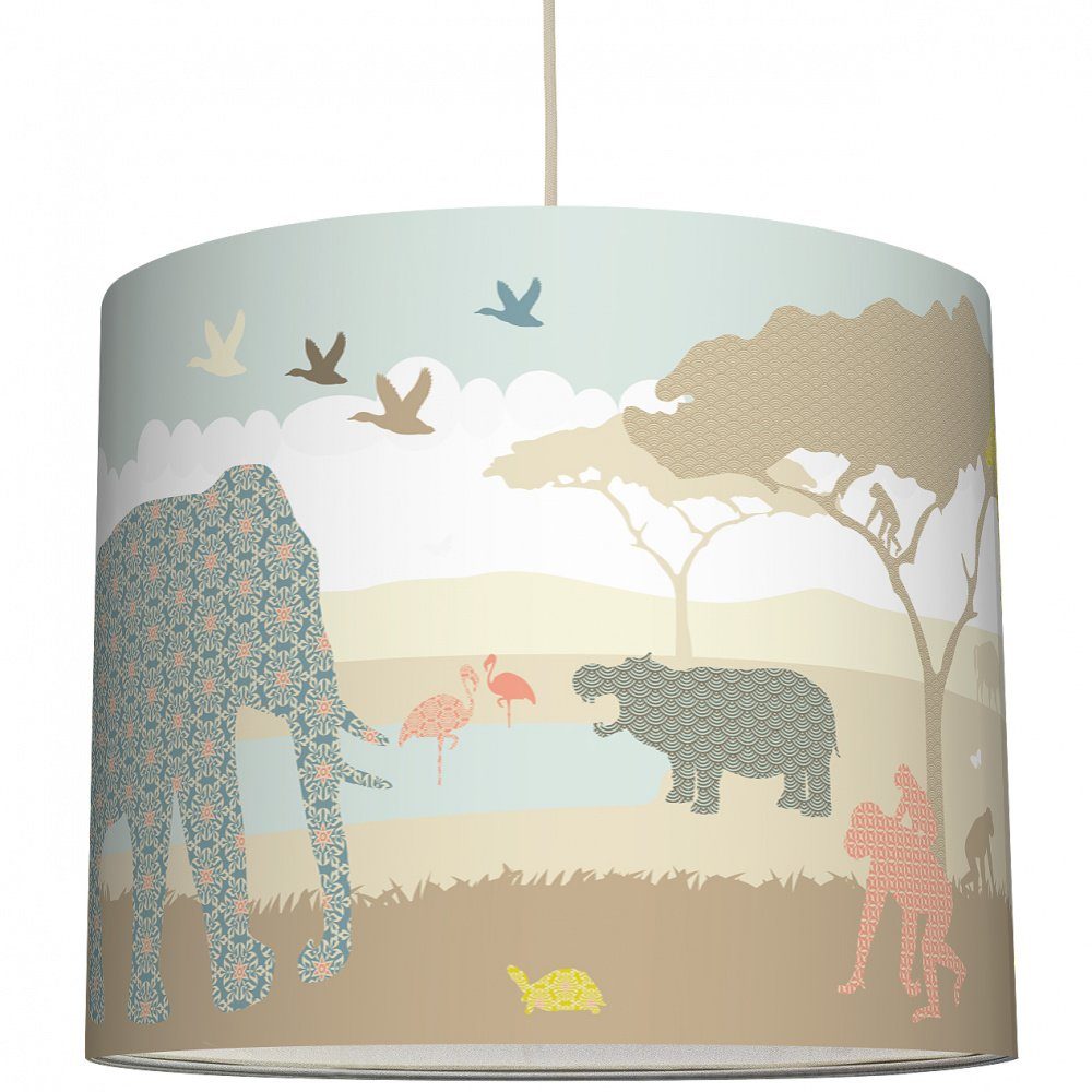 anna wand Лампиschirm Hello Afrika - naturfarben - Лампиschirm Ø 40 cm, Höhe 34 cm - Lampe Kinderzimmer