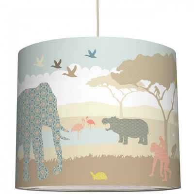 anna wand Lampenschirm Hello Afrika - naturfarben - Lampenschirm Ø 40 cm, Höhe 34 cm - Lampe Kinderzimmer