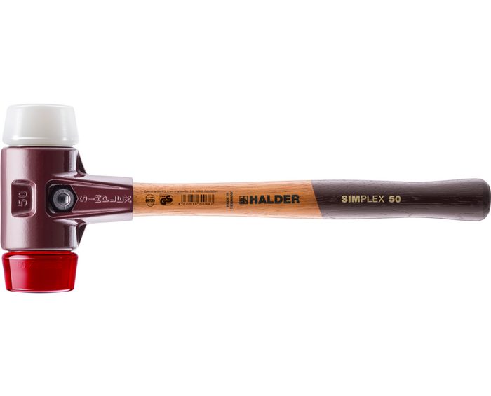 Halder KG Hammer SIMPLEX-Schonhämmer mit Stahlgussgehäuse und hochwertigen Holzstiel Ø=40 mm 3067.040