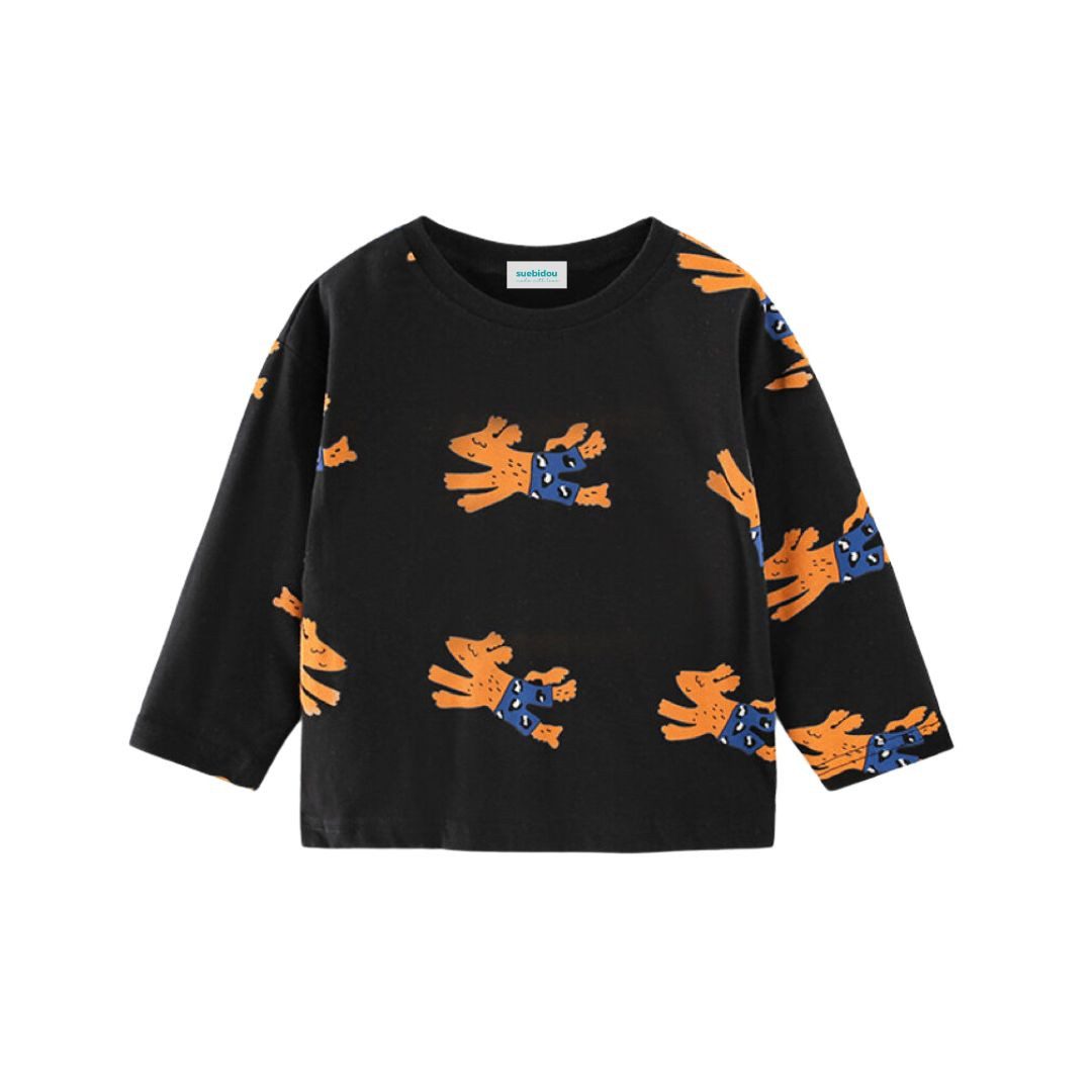 Longsleeve Weiches Langarmshirt aus Baumwolle mit Hundemuster