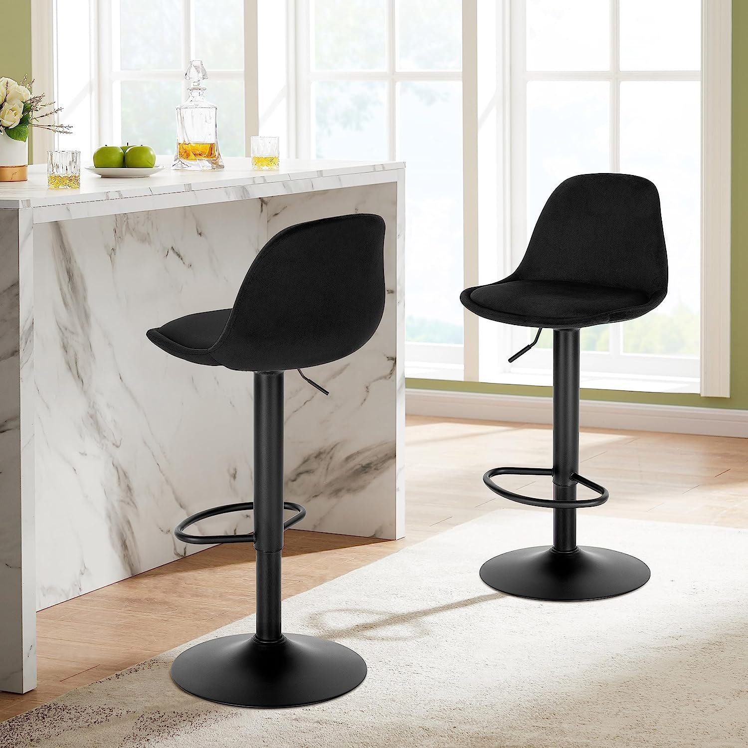 EUGAD Barhocker (1 St), höhenverstellbar Barstuhl mit Samtbezug, aus Metall günstig online kaufen