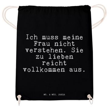 Mr. & Mrs. Panda Sporttasche Ich muss meine Frau... - Schwarz - Geschenk, Hochzeitstag, Spruch, Fr (1-tlg)