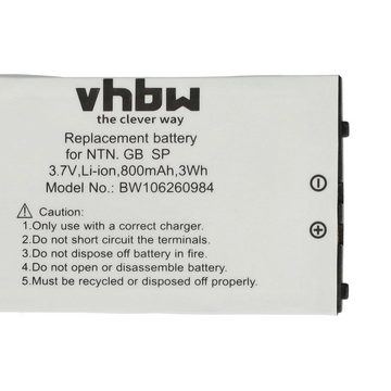 vhbw Ersatz für Nintendo BT-M12, BAT-GBASP-1LI, SAM-SPRBP für Akku Li-Ion 800 mAh (3,7 V)