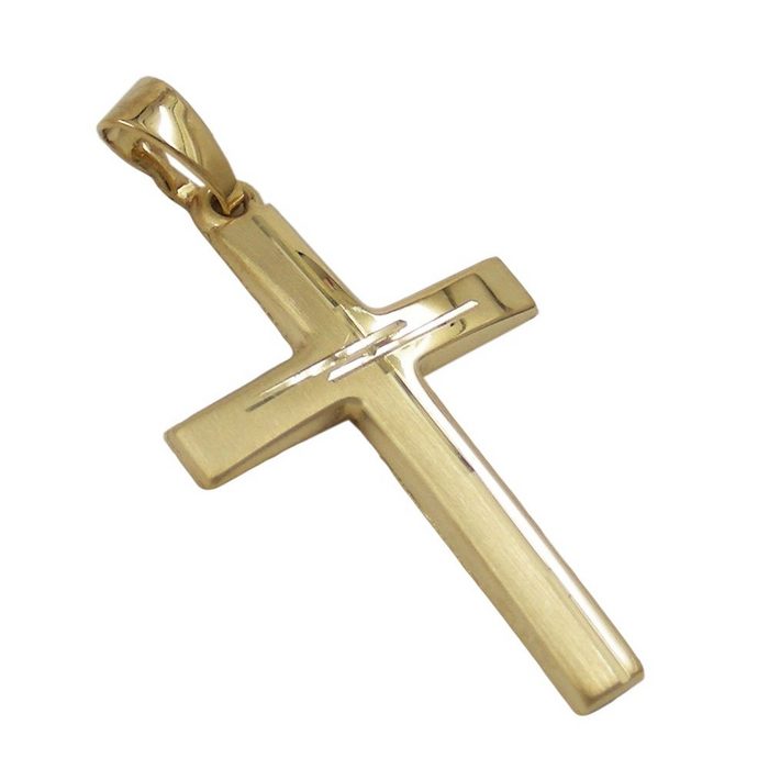 Gallay Kreuzanhänger Anhänger Kreuz diamantiert 14Kt GOLD Goldschmuck für Damen
