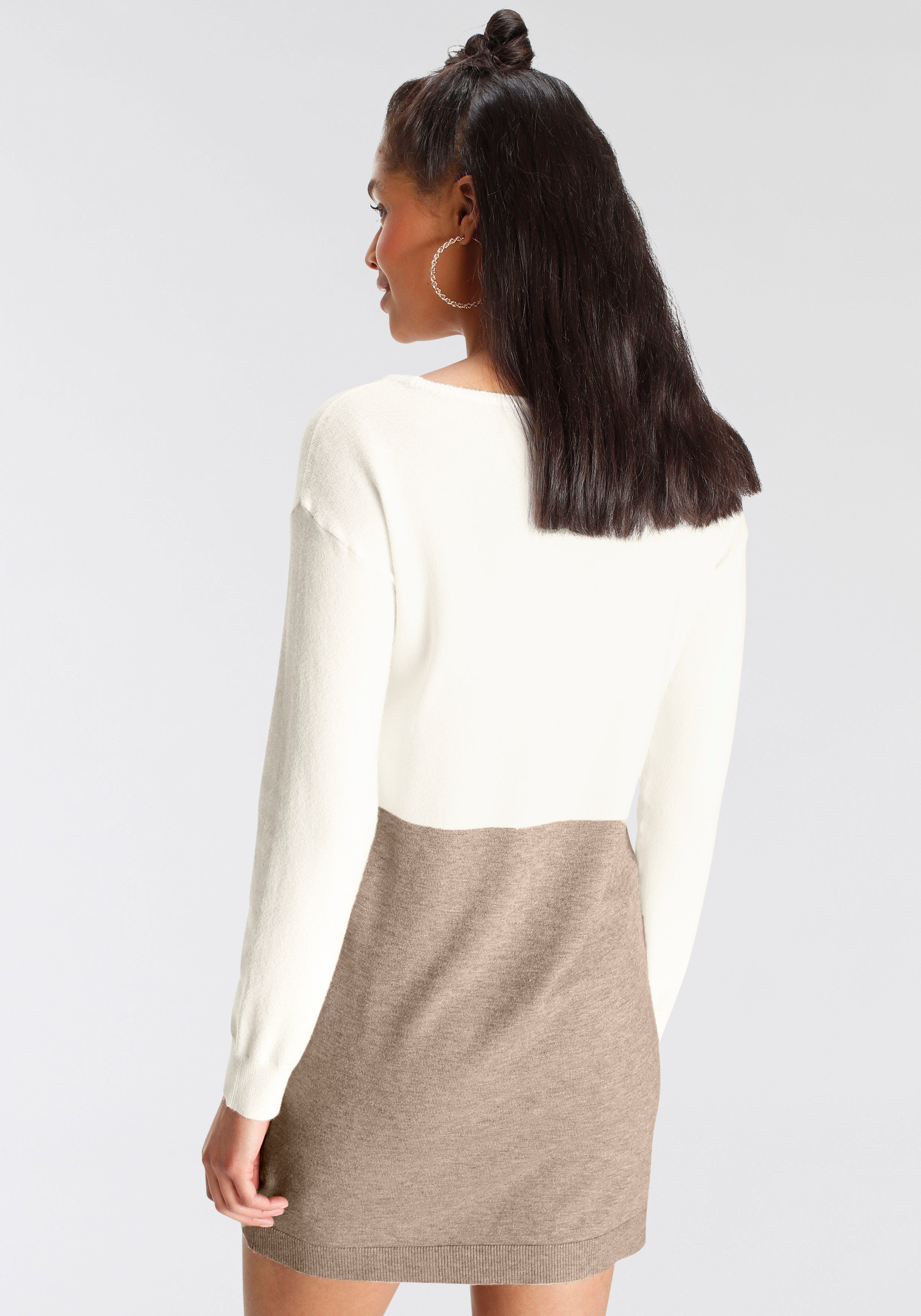 AJC Strickkleid mit Rundhalsausschnitt und trendigem Colourblock Design