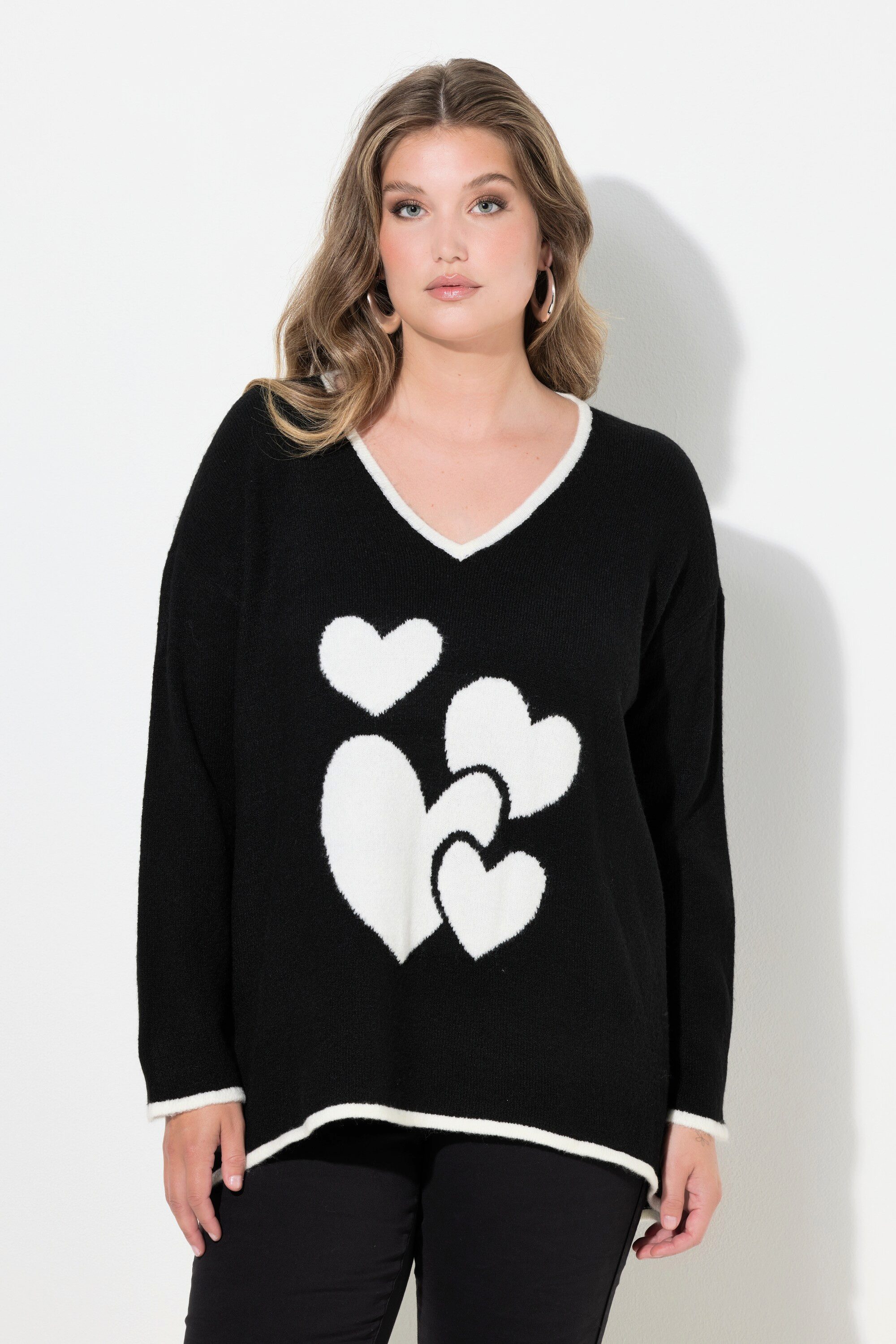 MIAMODA Strickpullover Pullover bequeme Passform Herz-Motiv