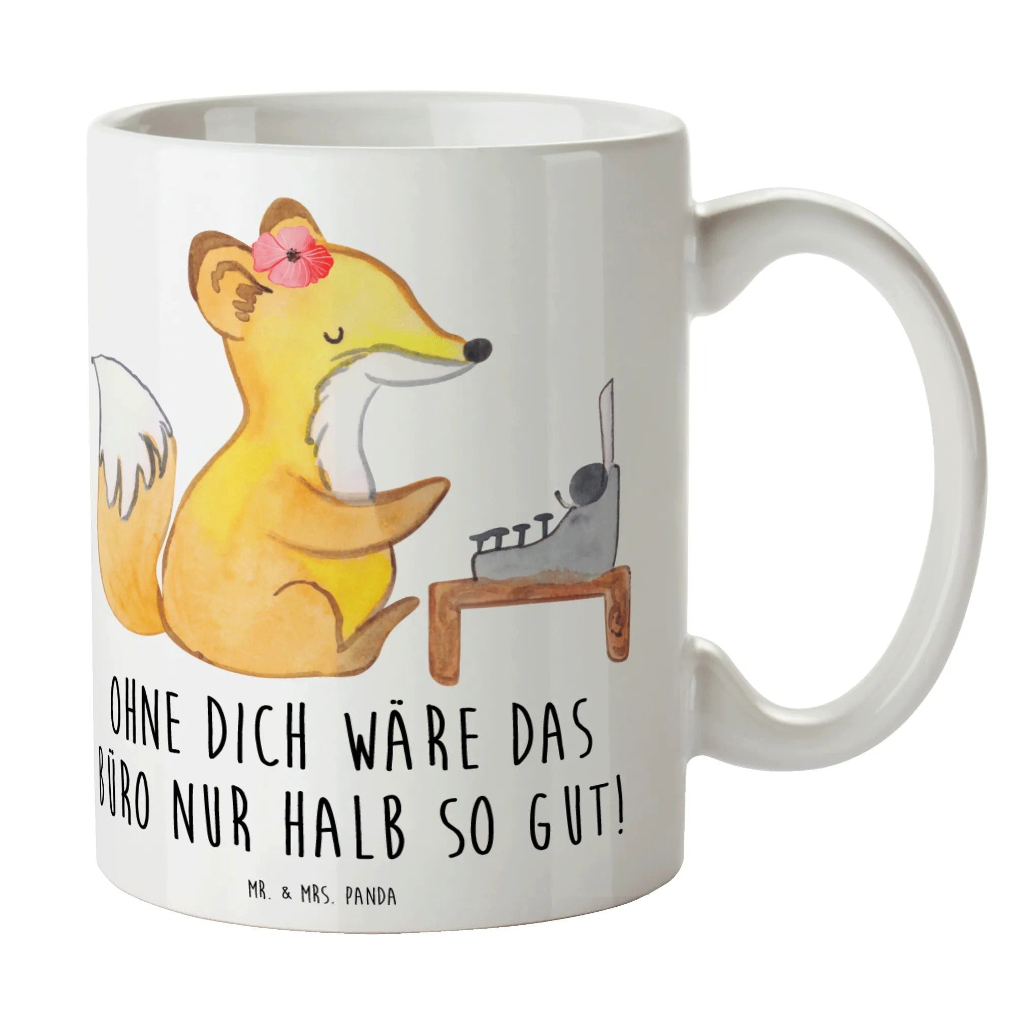Mr. & Mrs. Panda Tasse Sekretärin Beste - Weiß - Geschenk, Tasse, Danke sagen, Danke, Porzel, 1-tlg., Keramik, Glänzende Oberfläche