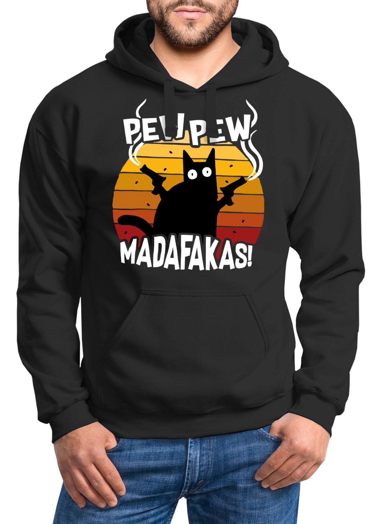 MoonWorks Hoodie Hoodie Herren Pew Pew Madafakas Katze Western Cat Meme günstig online kaufen