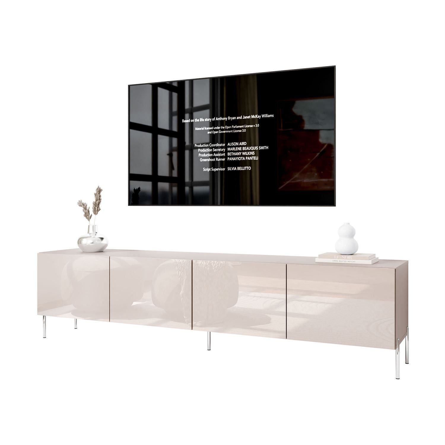 ALLHOUSE24 TV-Schrank LOGANTE 200 KASCHMIR Hochglanz auf Beinen Lowboard Me günstig online kaufen