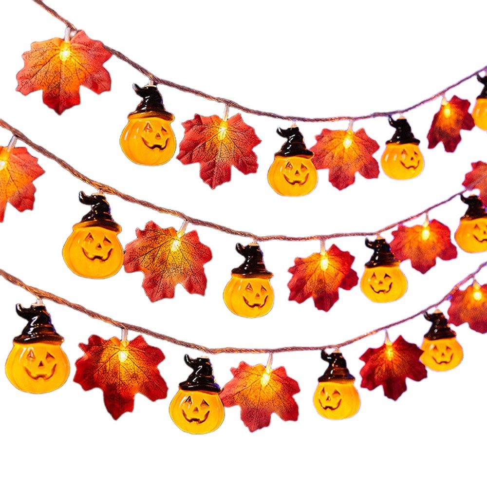 nsihing LED-Lichterkette 3M 20LED Halloween Deko Herbst Ahornblatt Girlande Lichterkette, für Halloween Theme Erntedankfest Weihnachtsfeiern