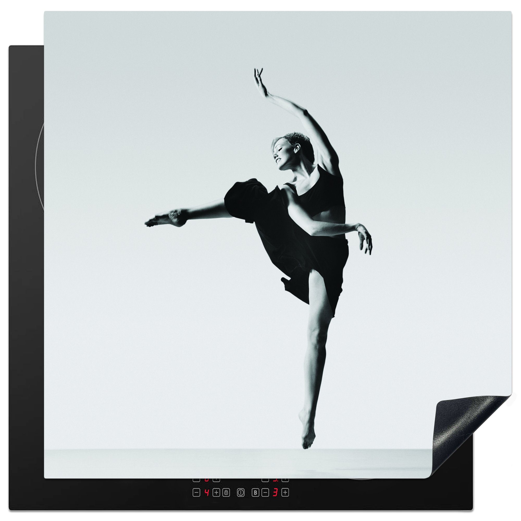 MuchoWow Schwarz Zehenspitzen für Ceranfeldabdeckung, Vinyl, Weiß, cm, tlg), Ballerina in und Herdblende-/Abdeckplatte (1 küche Arbeitsplatte 78x78 auf