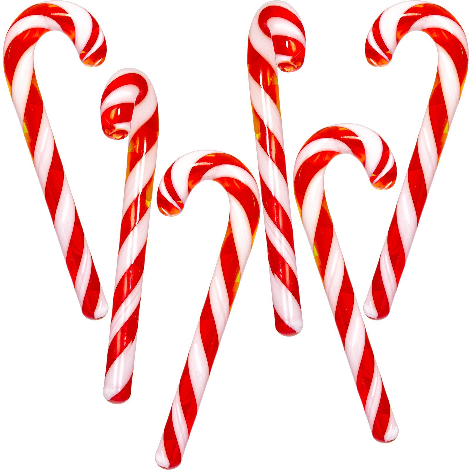 Christbaumschmuck BS1-6 Deko Zuckerstangen aus Glas Weihnachtsbaum Anhänger 6er Set H.ca. 6cm