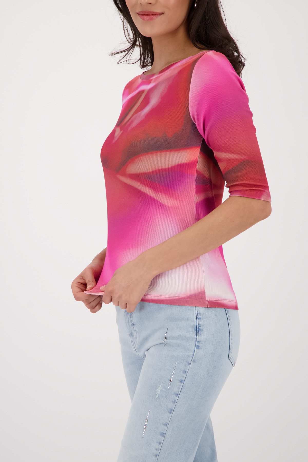 Monari 3/4-Arm-Shirt Shirt Blume allover Regular fit mit Allover-Muster