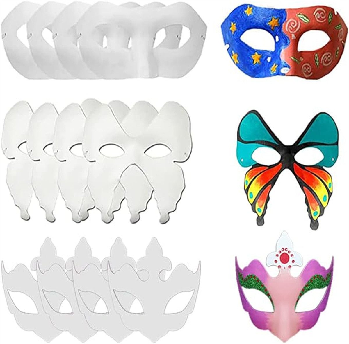 RefinedFlare Verkleidungsmaske 15-teilige DIY-Masken aus einfarbigem, handbemaltem Papier für Kinder, (15-tlg)